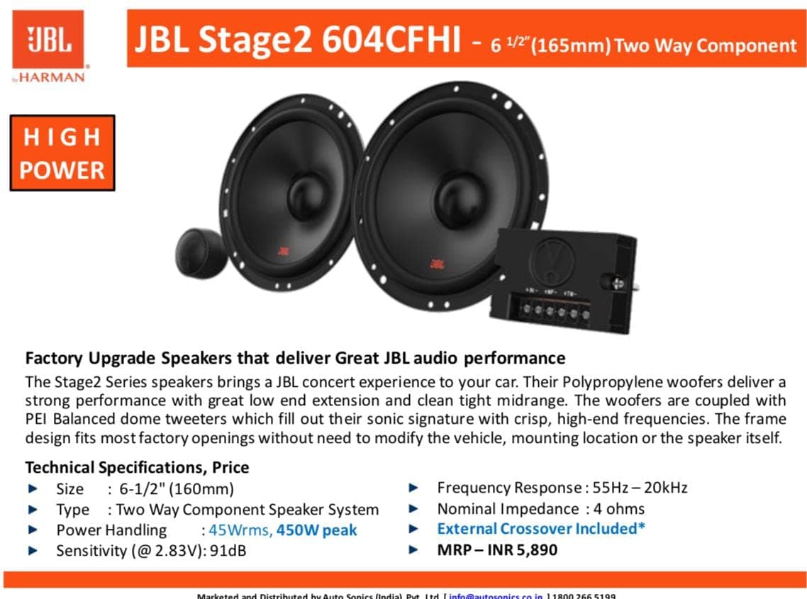 JBL Stage 2604CFHI Car Component Speakers gallery image 3